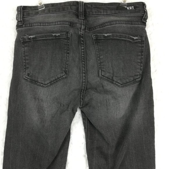 Kut From the Kloth Womens Jeans Connie Skinny Ankle Denim Black Wash Raw Hem 0 - Picture 4 of 11